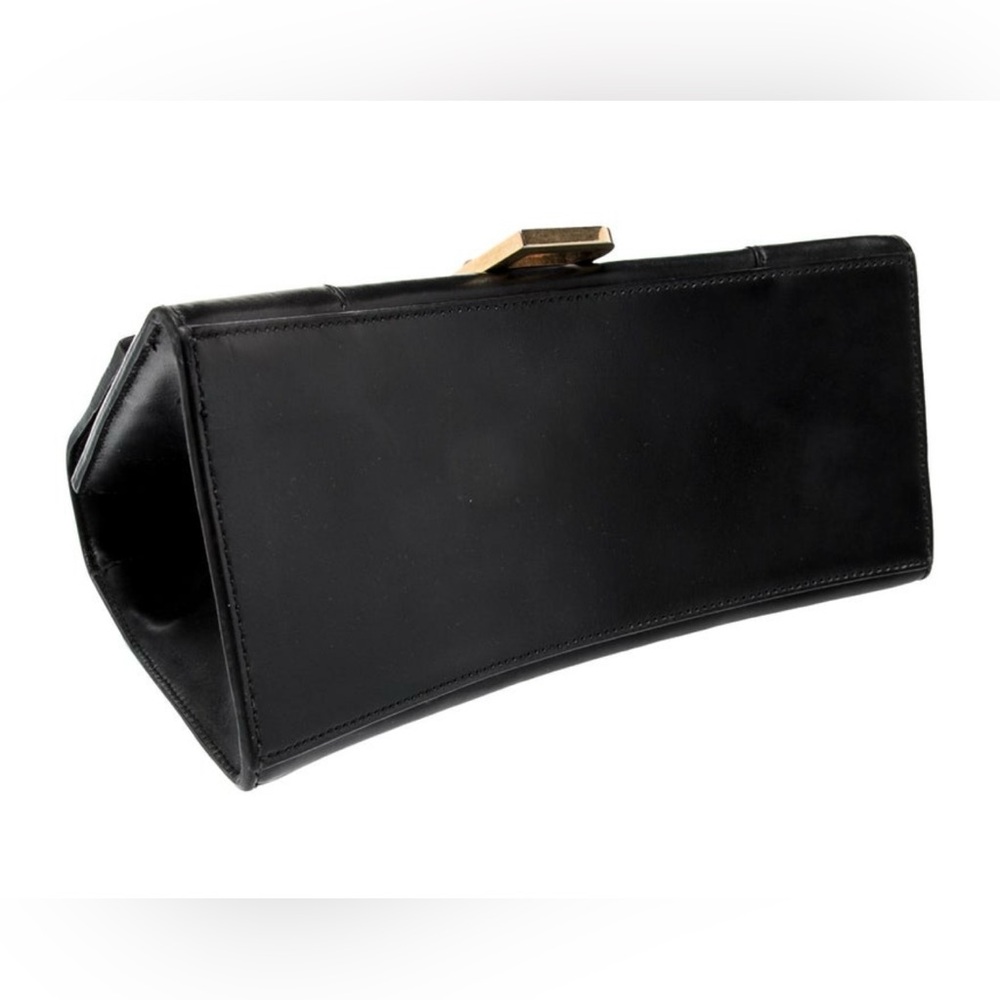 Balenciaga Black Leather Hourglass Top-Handle Satchel with Gold B Hardware - Picture 3 of 5